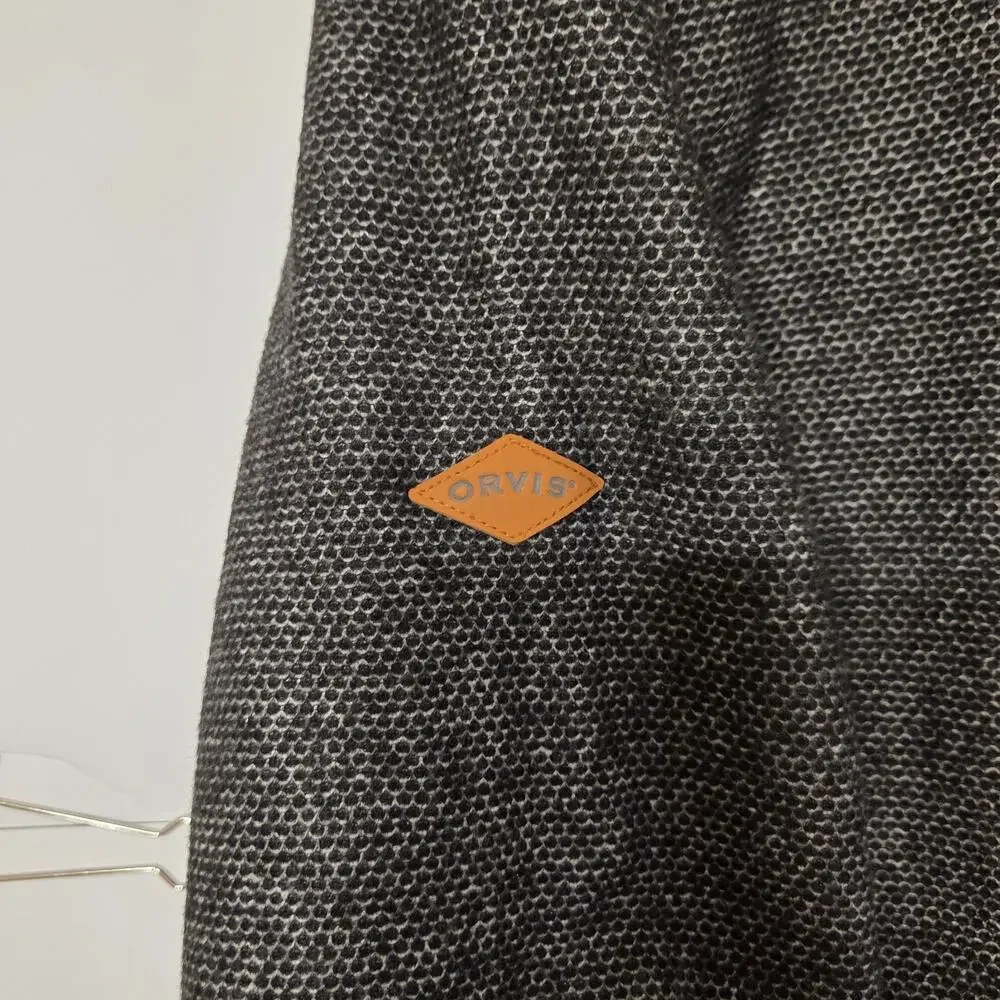Orvis Men's L Gray Fleece Lined 1/4 Zip Pullover Sweater Jacket